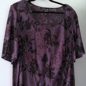 Plum Botanical Print Vintage Carol Little Dress